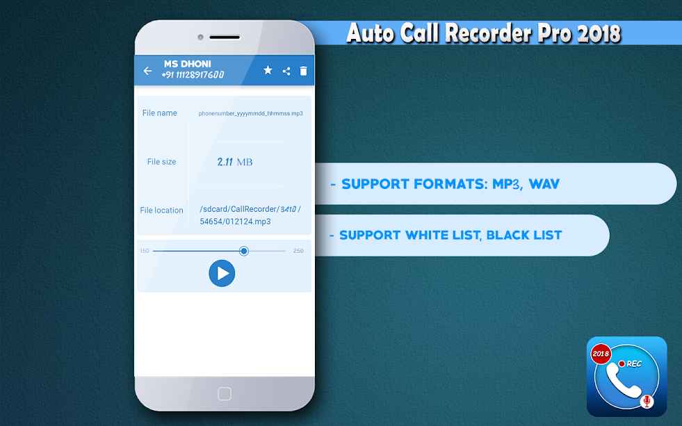 Auto Call Recorder Pro 2018 – 오토 콜 레코더 프로 2018 (프로) 1.0 4