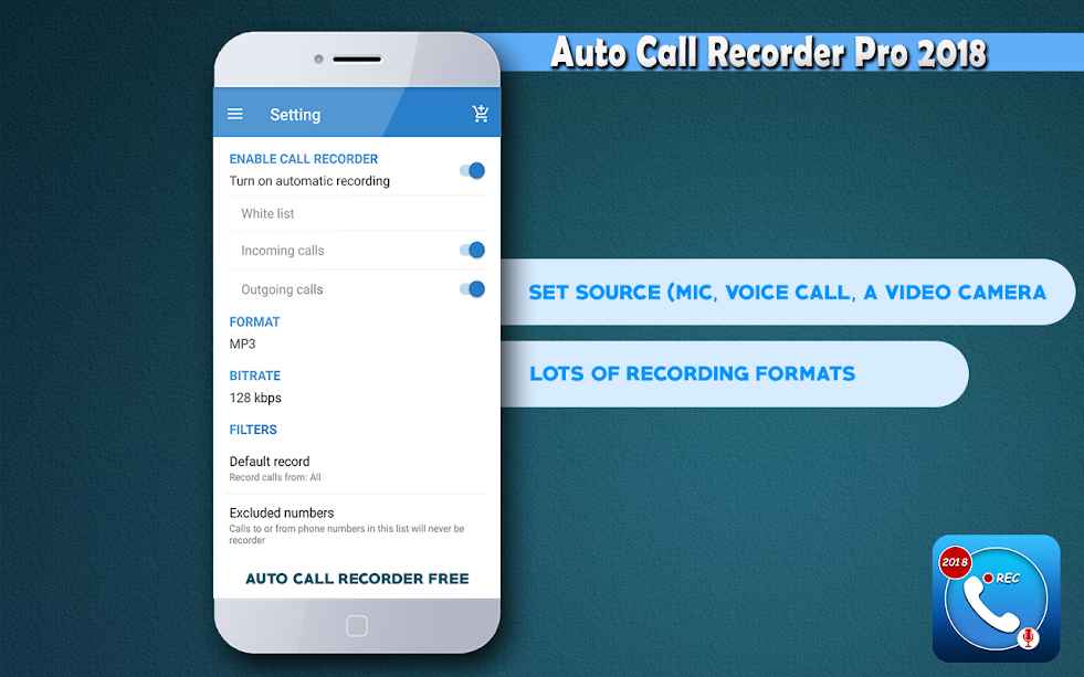 Auto Call Recorder Pro 2018 – 오토 콜 레코더 프로 2018 (프로) 1.0 5