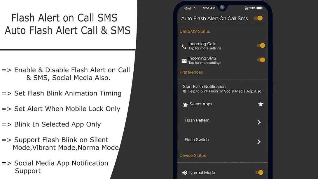 Flash on Call and SMS : Automatic flashlight 2019 – 전화 및 SMS에 플래시: 자동 플래시 라이트 2019 1.0.2 2