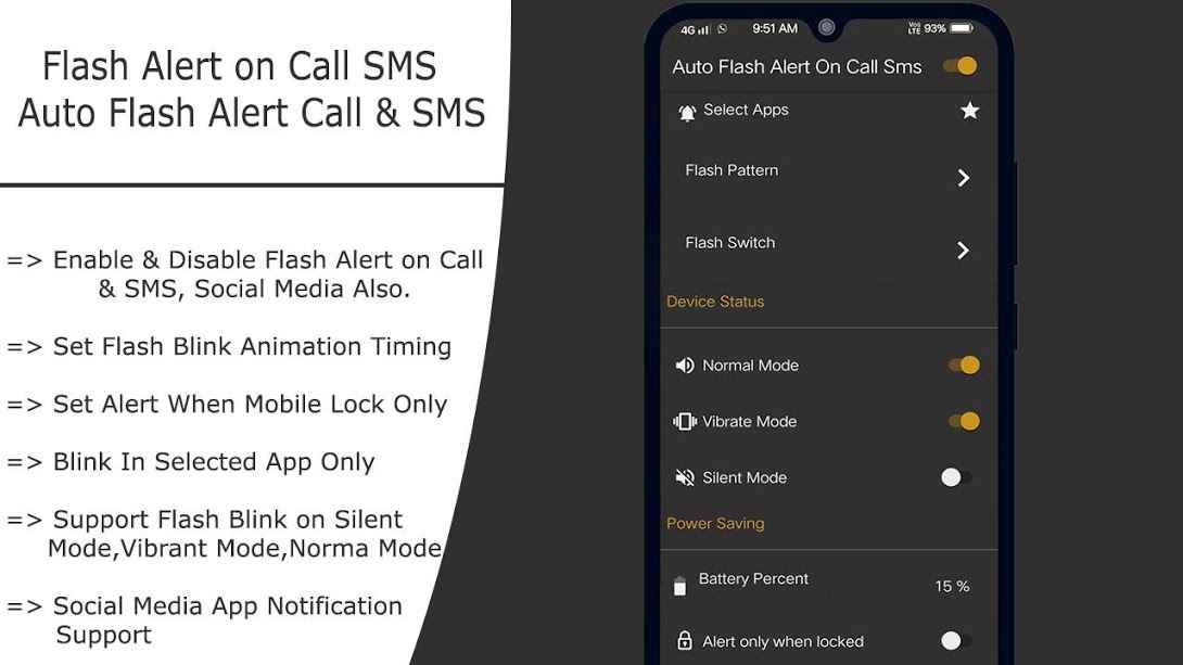 Flash on Call and SMS : Automatic flashlight 2019 – 전화 및 SMS에 플래시: 자동 플래시 라이트 2019 1.0.2 6