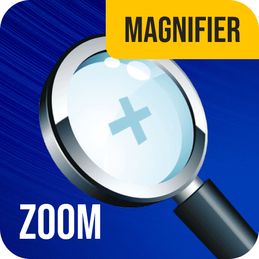 magnifier glass and flashlight logo