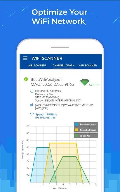 WiFi Scanner: Speed Tester, Signal Strength Meter – 와이파이 스캐너: 속도 테스트, 신호 강도 측정기 2.2.1 1